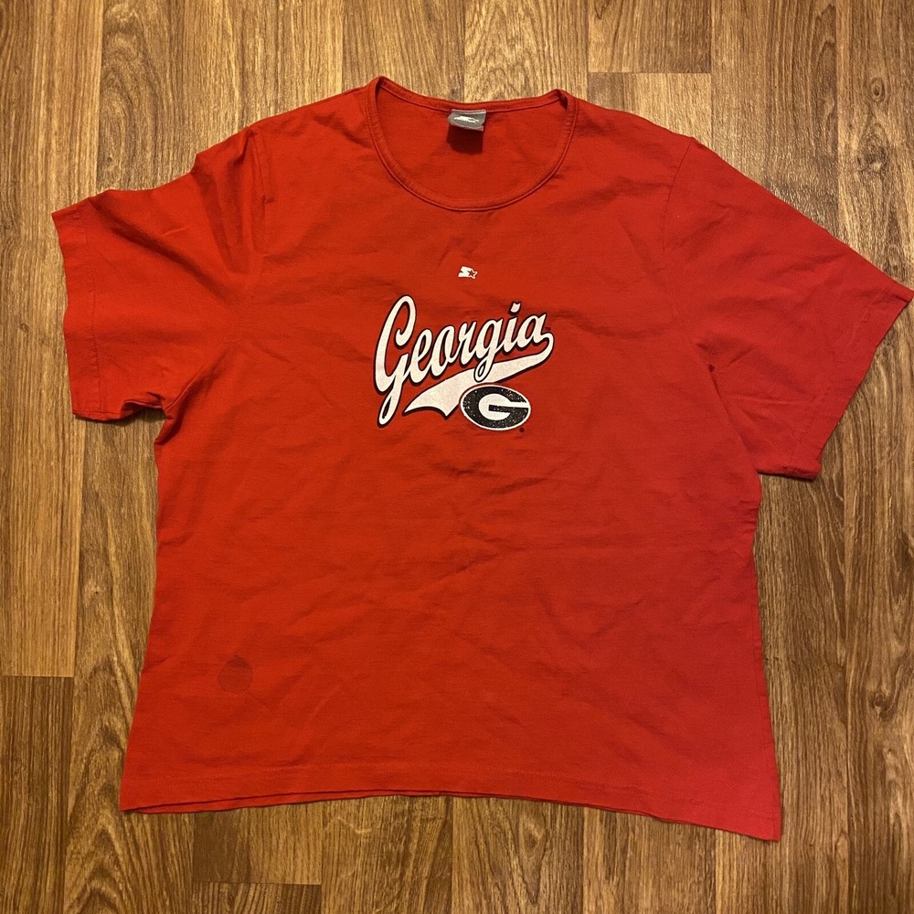 Y2K Starter Georgia Bulldogs Shirt Women‎ 1X Black Label Bust 43-45" Hips 46-48"